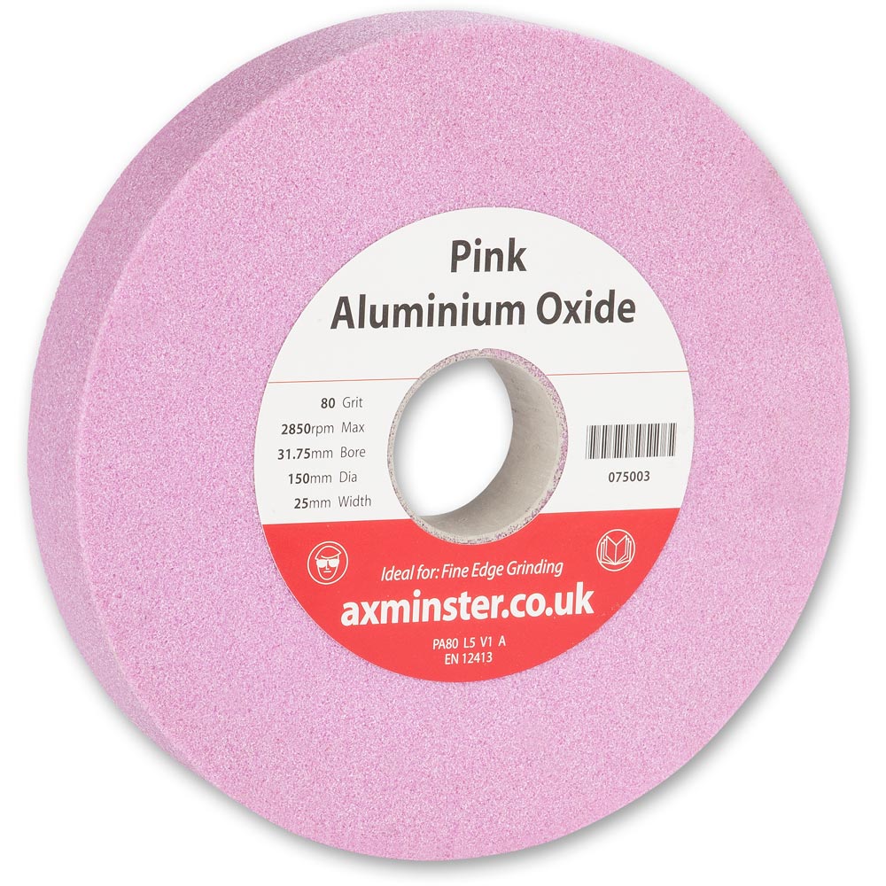 Axminster Workshop Pink Grinding Wheel - 150 x 25mm 31.75mm(1.1/4") 80G