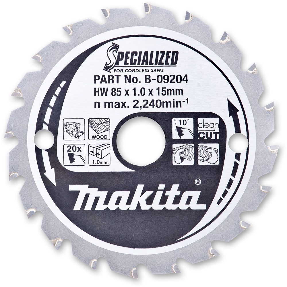 Makita TCT Saw Blade for HS300 Cordless - 85mm x 1.0mm 15mm 20T