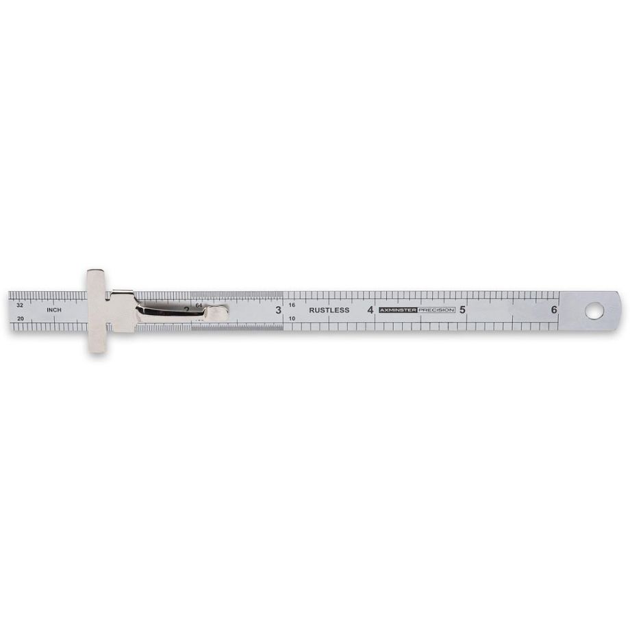 Axminster Professional 150mm Rule With Pocket Clip