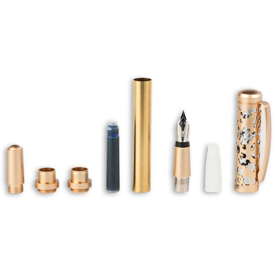 Filigree Fountain Pen Kit - Matt Gold/Chrome