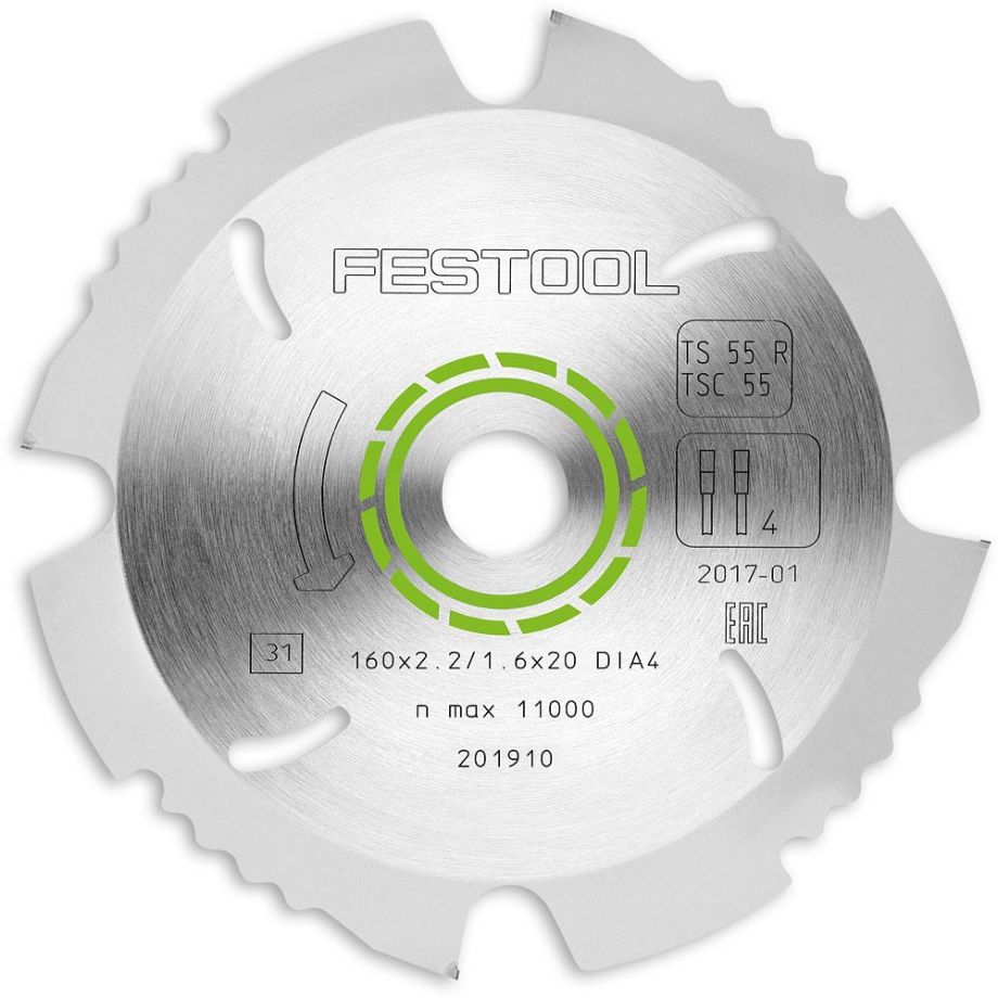 Festool Diamond Saw Blade PCD - 160mm x 2.2mm x 20mm 4T