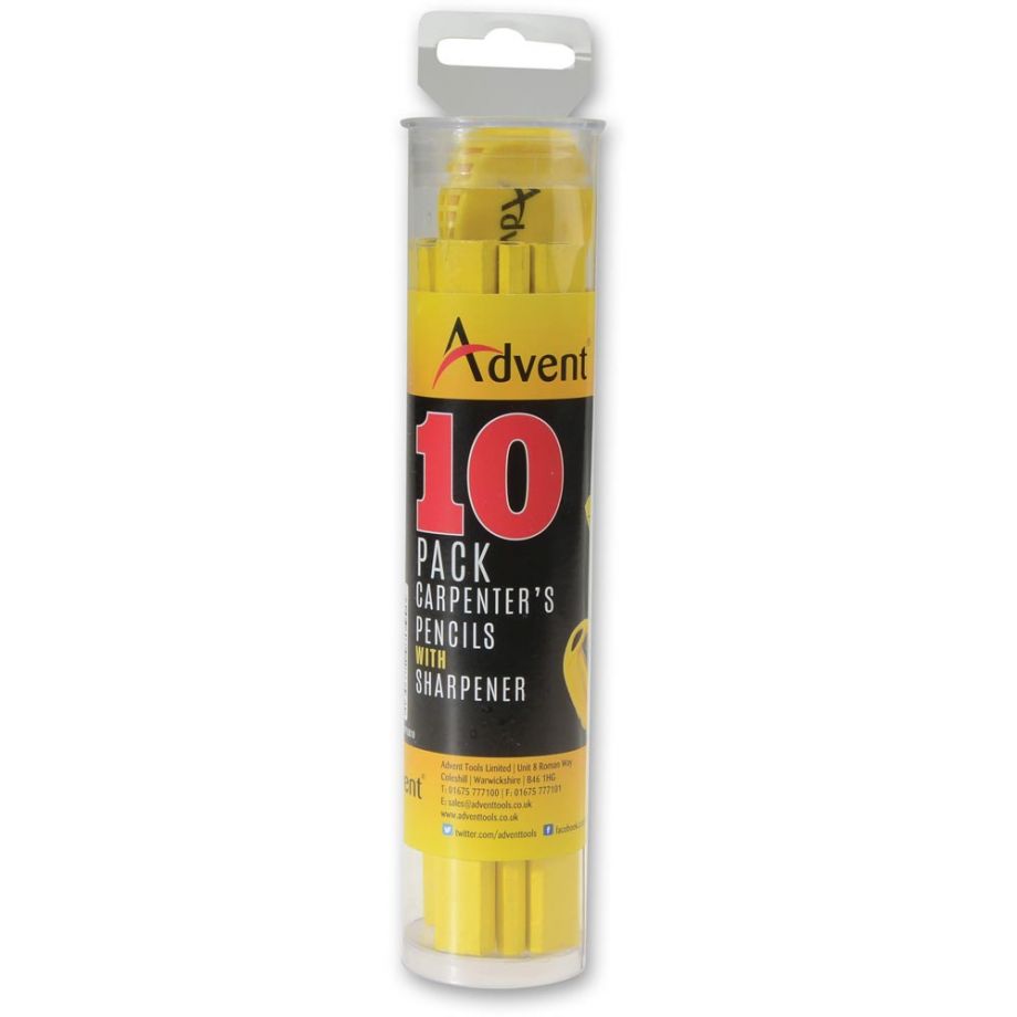 Advent Carpenters Pencils With Sharpener (Pack of 10)