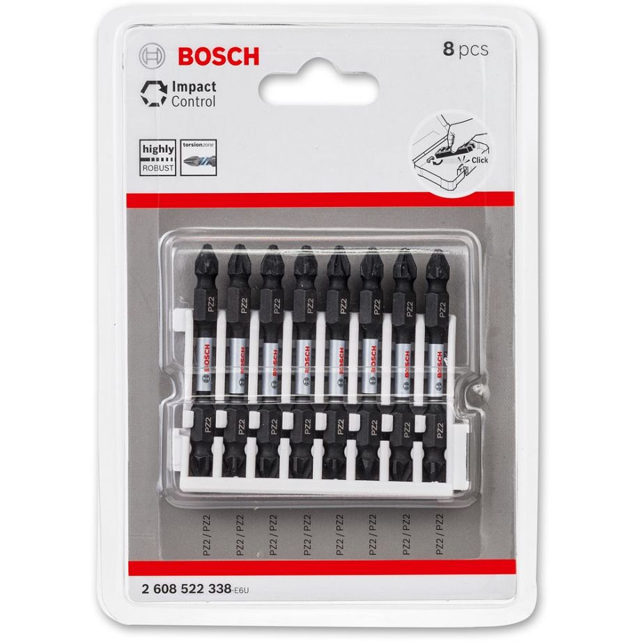Bosch Impact Control Screwdriver Bits PZ2 65mm (8)