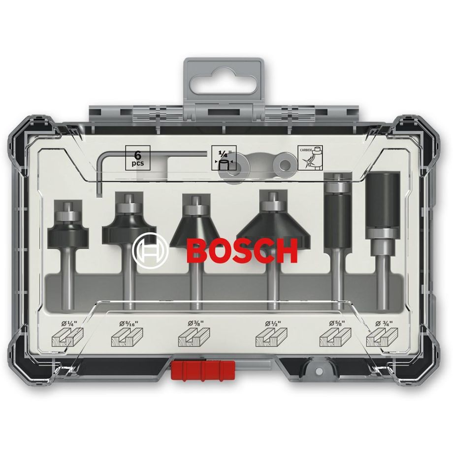 Bosch 6 Piece Router Cutter Set - 1/4