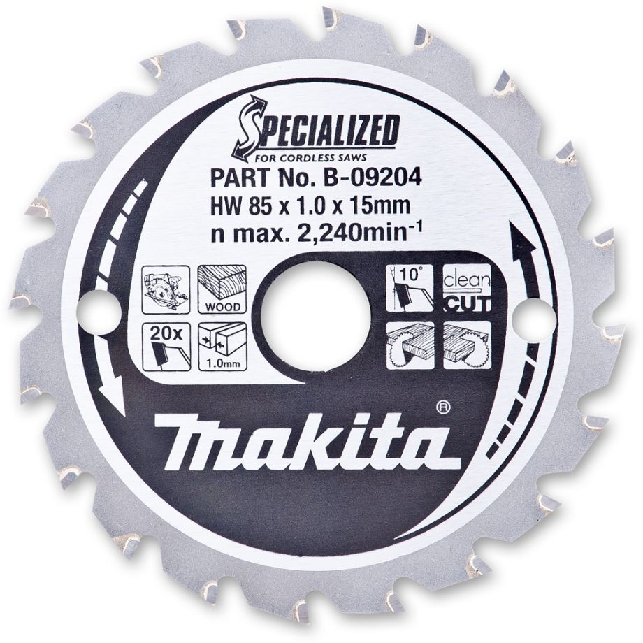 Makita TCT Saw Blade for HS300 Cordless Saw - 85mm x 1.0mm x 15mm 20T