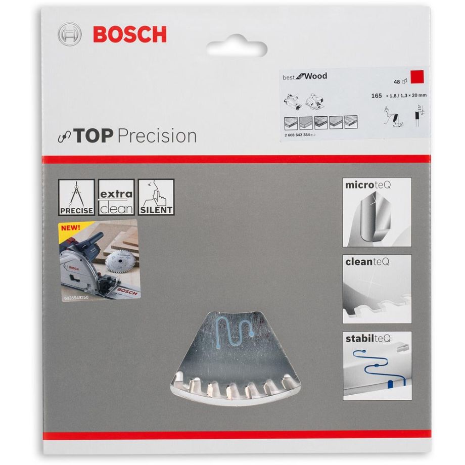 Bosch Top Precision TCT Saw Blades - 165mm x 1.8mm x 20mm