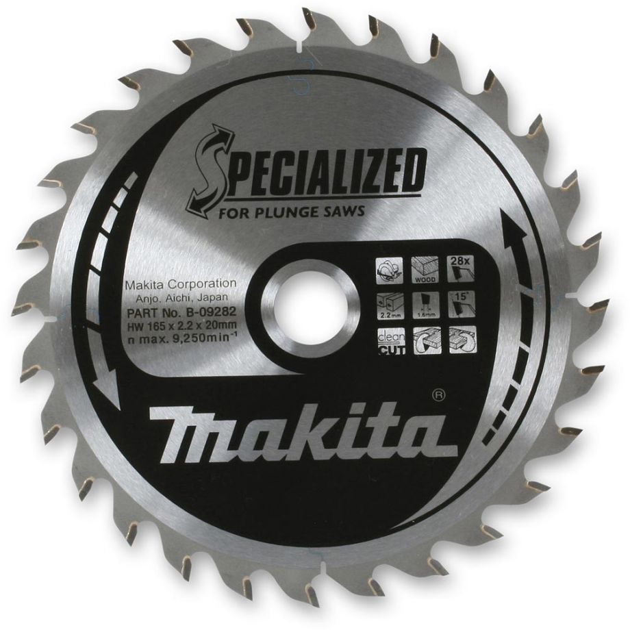Makita 'Specialized' TCT Plunge Saw Blades - 165mm x 2.2mm x 20mm
