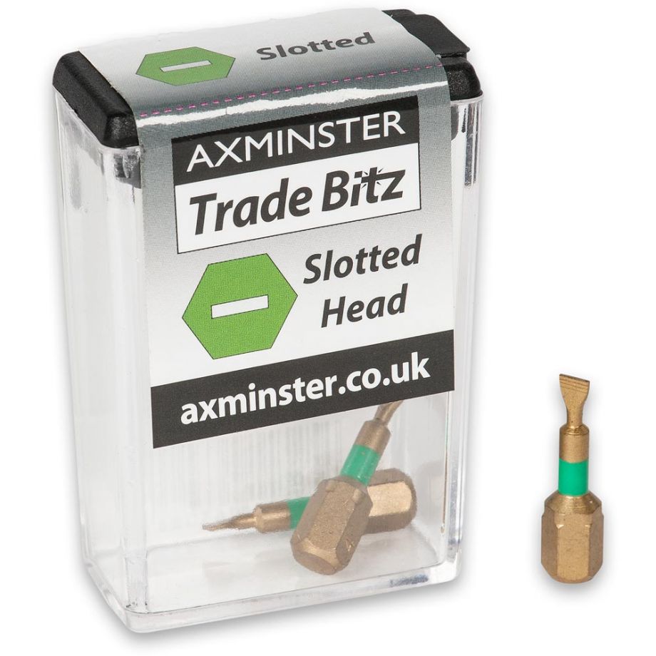 Axminster Workshop TiN Coated Slotted Screwdriver Bits