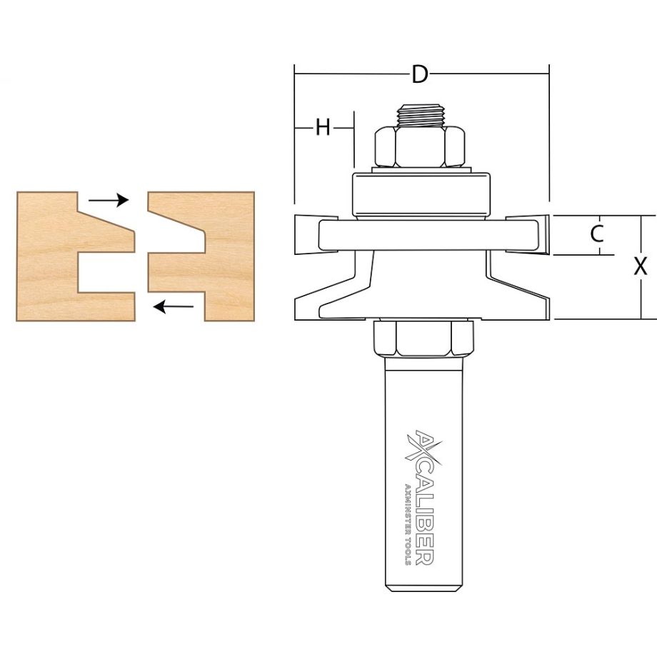 Axcaliber Reversible Stile & Rail Cutter (Bevel)