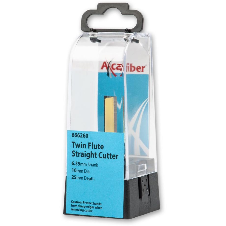 Axcaliber Twin Flute Straight Cutters with Bottom Cut Insert - 1/4