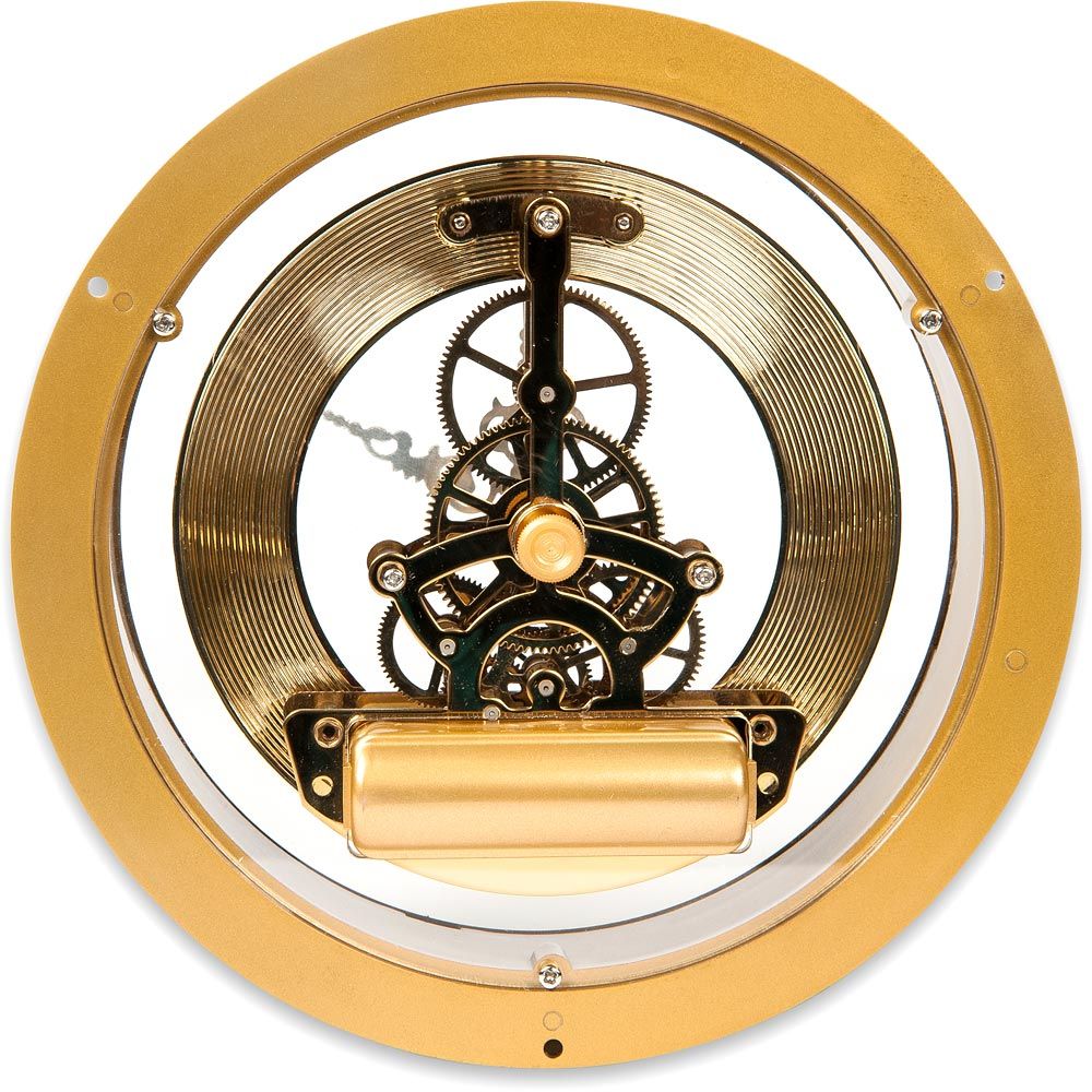 brass finish. Skeleton Clock 149mm diameter quartz insertion with flange 