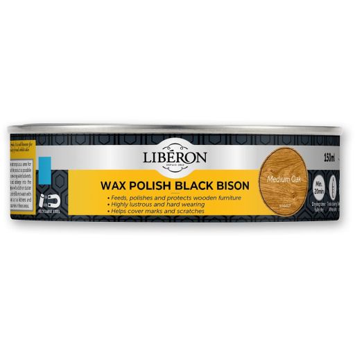 Liberon Black Bison Paste Wax - Medium Oak 150ml