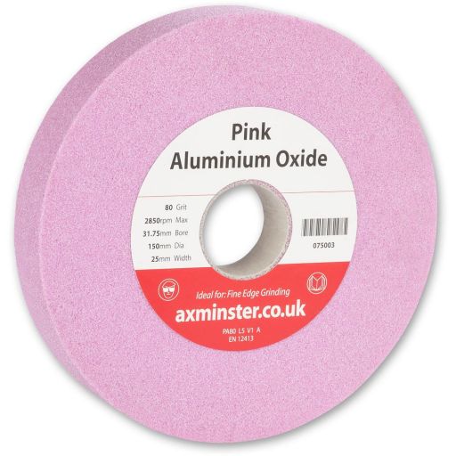 Axminster Pink Grinding Wheel - 150 x 25mm x 31.75mm(1.1/4") x 80G