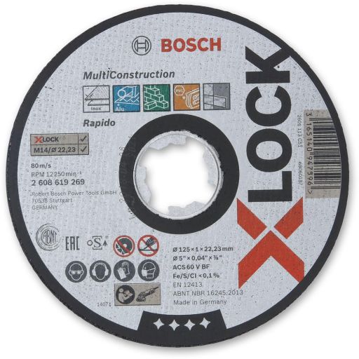 Bosch X-LOCK Multiconstruction Thin Cutting Discs 125mm x 1mm