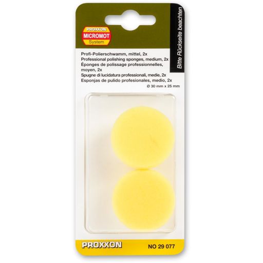 PROXXON Medium Yellow Polishing Sponges - (Pkt 2)