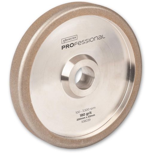 Axminster Professional Radius Edge CBN Wheel - 200 x 32mm - 180G