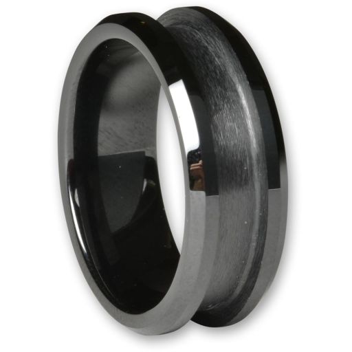 Easy Inlay Ring Core Blank - Ceramic Black Bold, Size 9