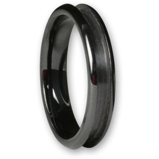 Easy Inlay Ring Core Blank - Ceramic Black Slim, Size 5