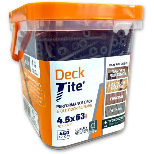 Tite-Fix Deck-Tite 4.5 x 63mm Pozi Screw Tub Net-Coat - Pack of 450