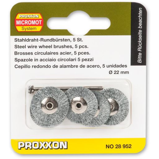 PROXXON Wire Wheel Brush - Steel 22mm (Pkt 5)