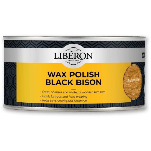 Liberon Black Bison Paste Wax - Medium Oak 500ml