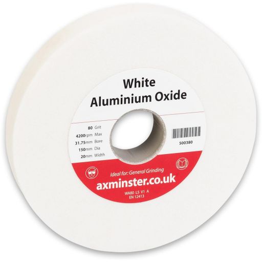 Axminster Grinding Wheel Aluminium Oxide White - 150 x 20 x 31.75mm 80G