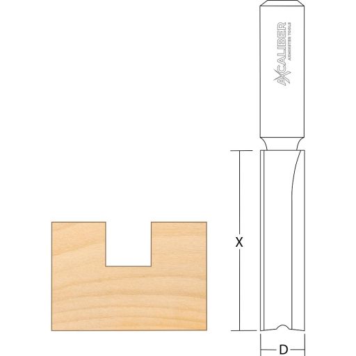 Axcaliber Twin Flute Straight Cutter - D=4.8 - X=12.7mm - S=1/2"