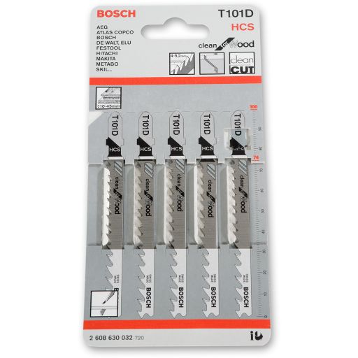 Bosch T101D Jigsaw Blades Fast Wood Cutting (Pkt 5)