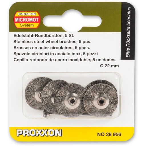 PROXXON Wire Wheel Brush - Stainless Steel 22m (Pkt5)